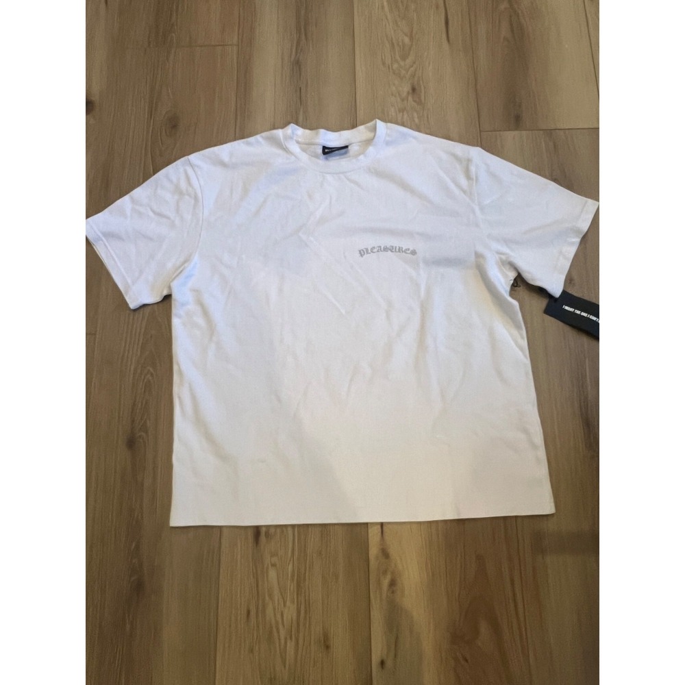 Pleasures Now White Logo T-Shirt Mens Oversized Streetwear Graphic Tee XL